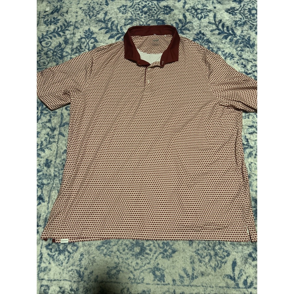 PUMA Polo Shirt Mens 3XL White Graphic Print Golf Short Sleeve All Over Print